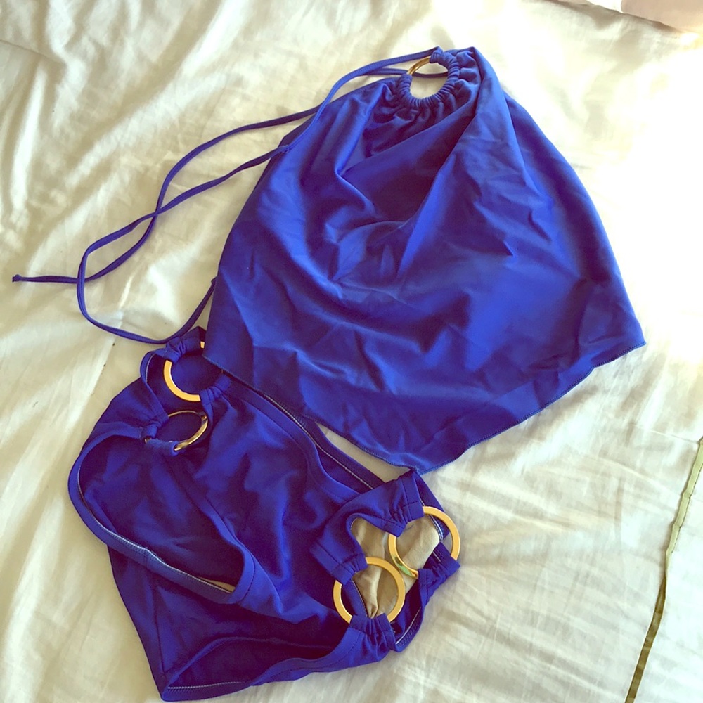 Blue tankini.